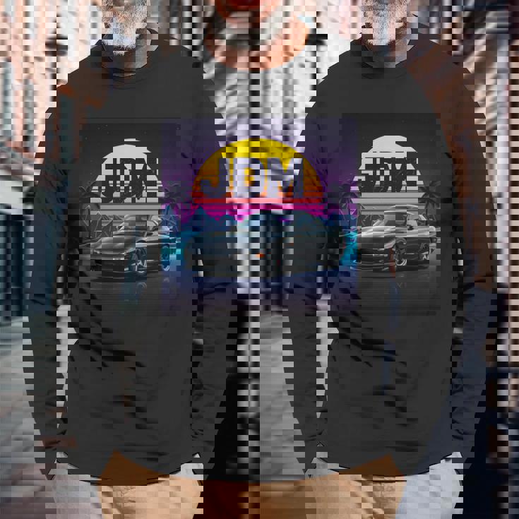 ヴェイパーウェーブ レトロ サンセット Jdm レジェンドカー 日本国内市場 長袖tシャツ 長袖Tシャツ 高齢者への贈り物