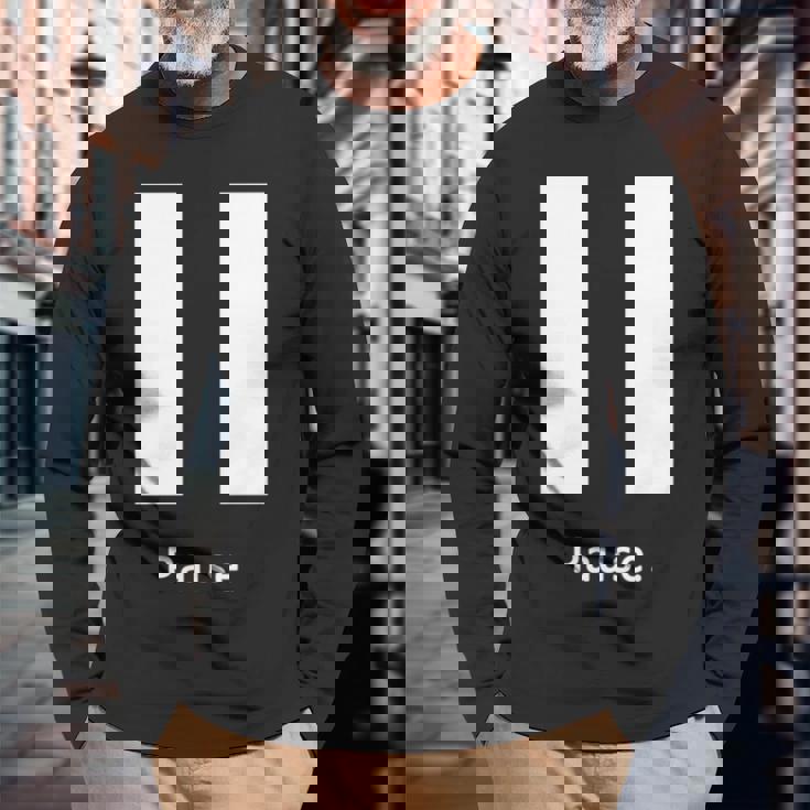 一時停止ボタン 長袖tシャツ 長袖Tシャツ 高齢者への贈り物