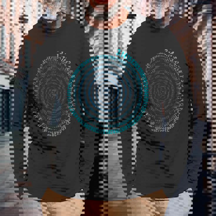 不合理な数字 Pi シンボル インフィニティ ヘリックス スパイラル 算数 長袖Tシャツ 高齢者への贈り物