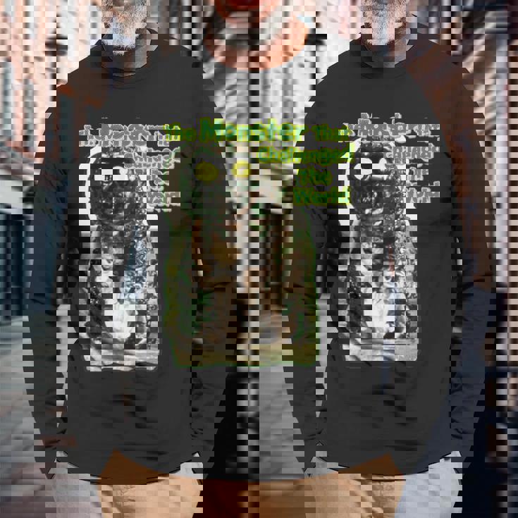 世界に挑んだヴィンテージクラシックホラーモンスター 長袖tシャツ 長袖Tシャツ 高齢者への贈り物