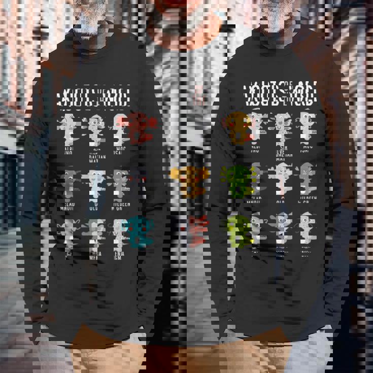 世界のウーパールーパー両生類動物好きカワイイ 長袖Tシャツ 高齢者への贈り物