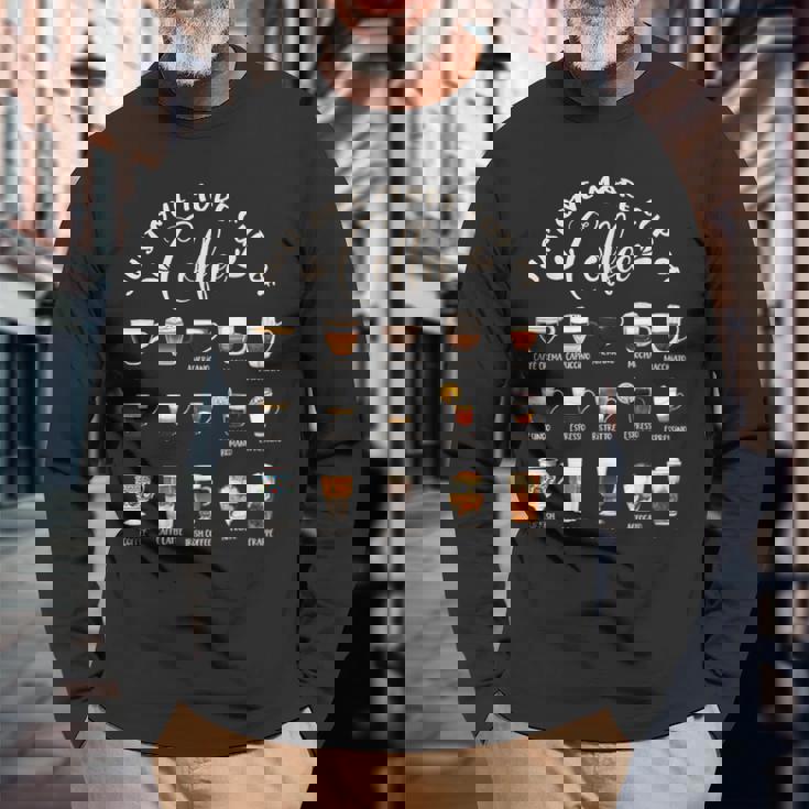 世界のコーヒーの種類 コーヒー 長袖Tシャツ 高齢者への贈り物