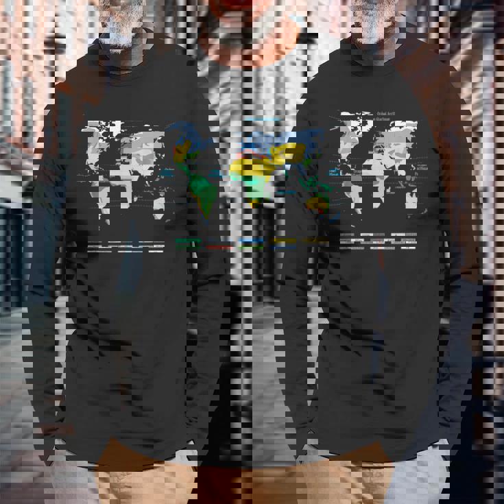 世界地図 気候帯 海洋名 フランス語 長袖Tシャツ 高齢者への贈り物