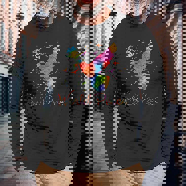 世界平和 長袖Tシャツ 高齢者への贈り物