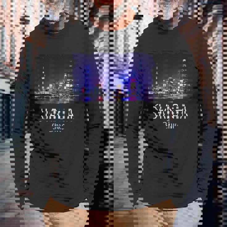 中国上海スカイライン 中国のお土産ギフト 上海 長袖Tシャツ 高齢者への贈り物