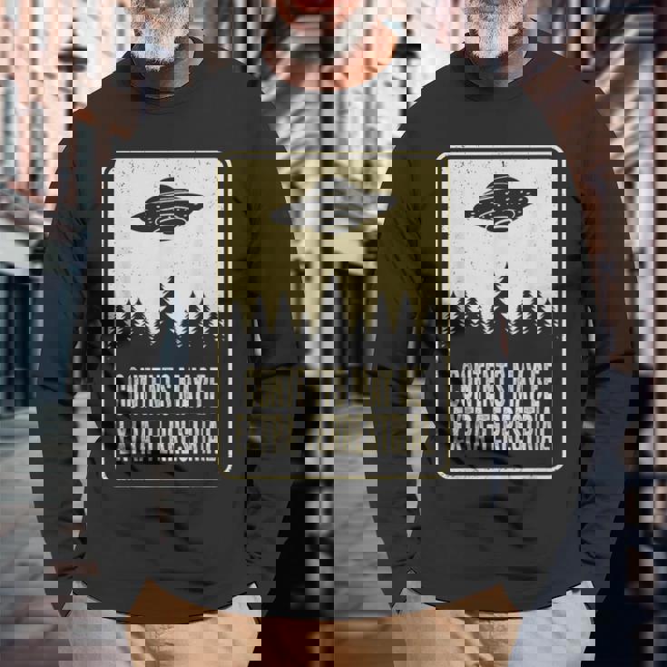 中身は地球外ufo 月曜日 宇宙人宇宙 長袖Tシャツ 高齢者への贈り物