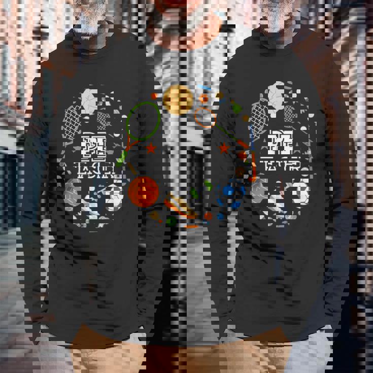 体育教諭学校の先生 長袖Tシャツ 高齢者への贈り物