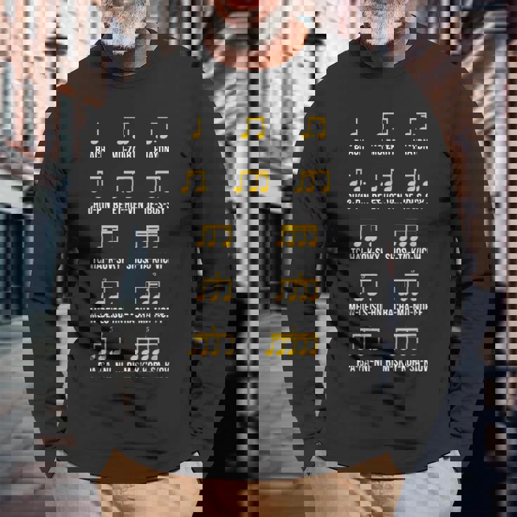 作曲家リズム音楽 バッハ・モーツァルト ベートーヴェン・ショパン 長袖Tシャツ 高齢者への贈り物