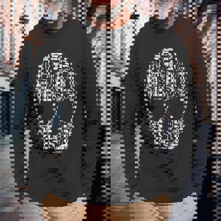 別のツールからのスカル ハサミ ヘアドライヤー 美容師 長袖Tシャツ 高齢者への贈り物