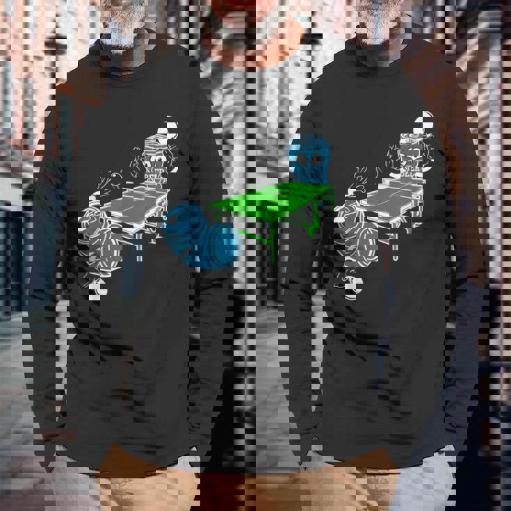 卓球 おもしろビール ピンポン 長袖Tシャツ 高齢者への贈り物