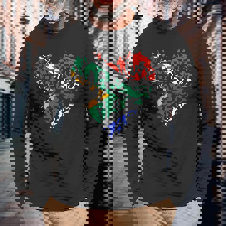 南アフリカ ラグビー ラブハート 南アフリカ ラグビーファン 長袖Tシャツ 高齢者への贈り物