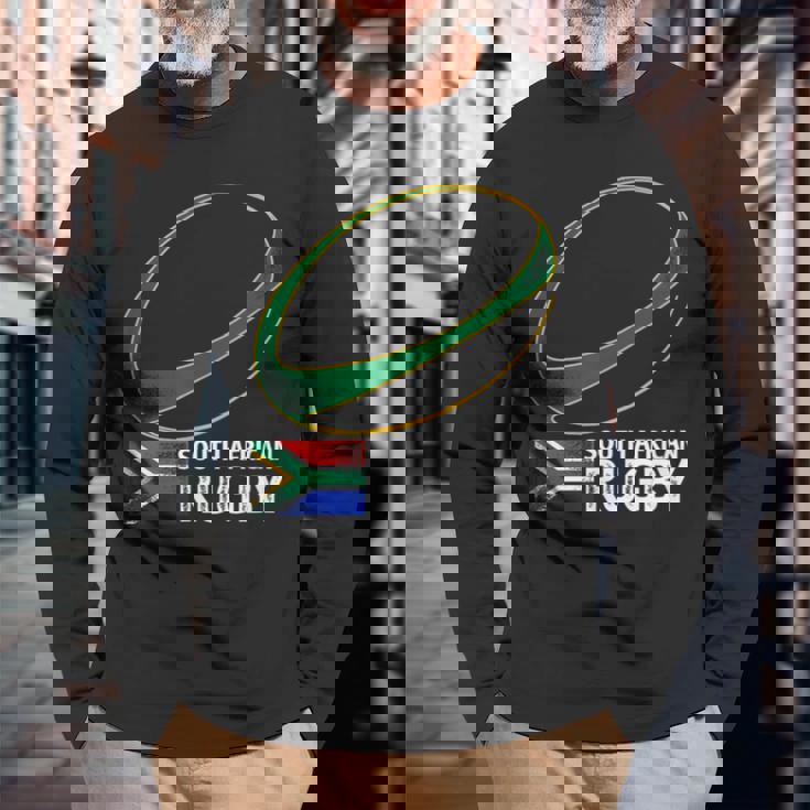 南アフリカラグビー南アフリカ国旗 長袖Tシャツ 高齢者への贈り物