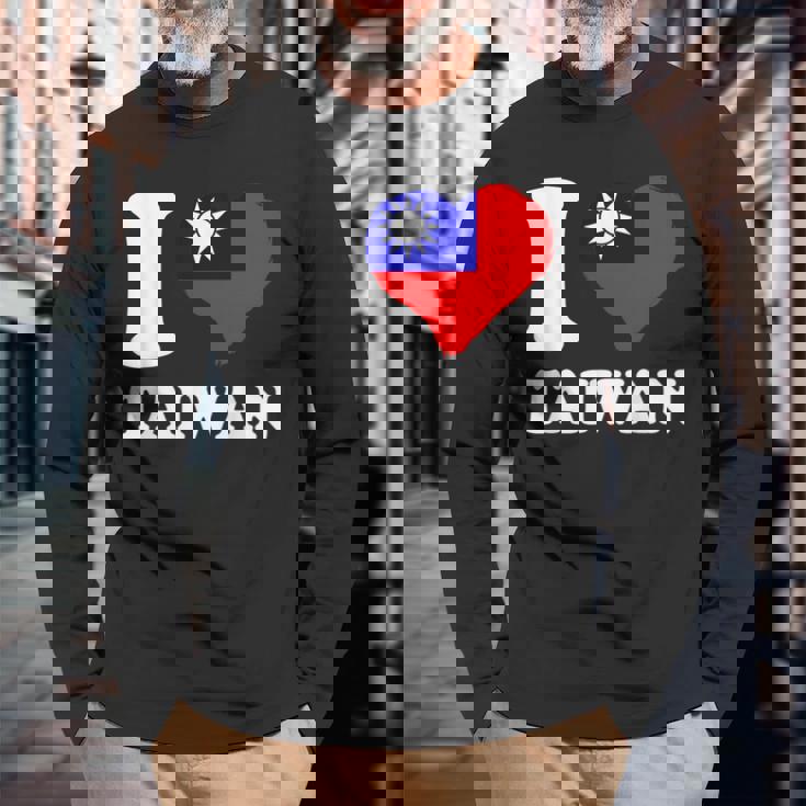 台湾の誇り 台湾のルーツ I Love Taiwan 台湾国旗 長袖Tシャツ 高齢者への贈り物