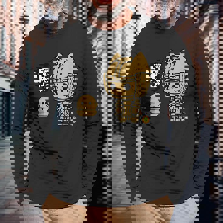 埴輪猫はにゃにゃ_003 長袖Tシャツ 高齢者への贈り物