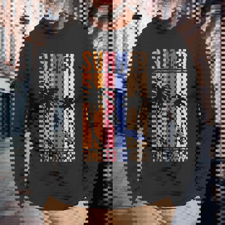 夏 Time To Beach クールバイブ 長袖Tシャツ 高齢者への贈り物