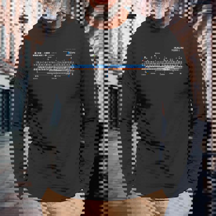 大阪日本電車近郊線鉄道 – お土産ルートマップ 長袖tシャツ 長袖Tシャツ 高齢者への贈り物