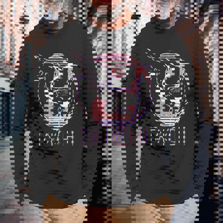 太極拳 陰陽鶴、瞑想エネルギー 長袖Tシャツ 高齢者への贈り物