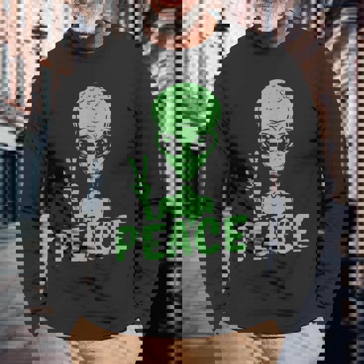 宇宙人 平和 Ufo 変な宇宙人 長袖Tシャツ 高齢者への贈り物