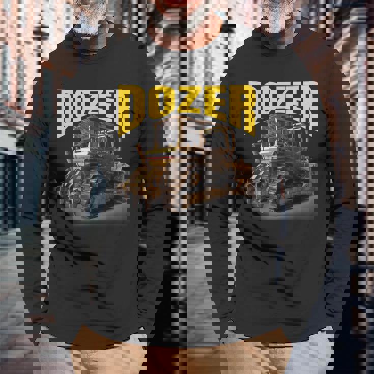 完璧な重機ブルドーザーtシャツ 長袖Tシャツ 高齢者への贈り物