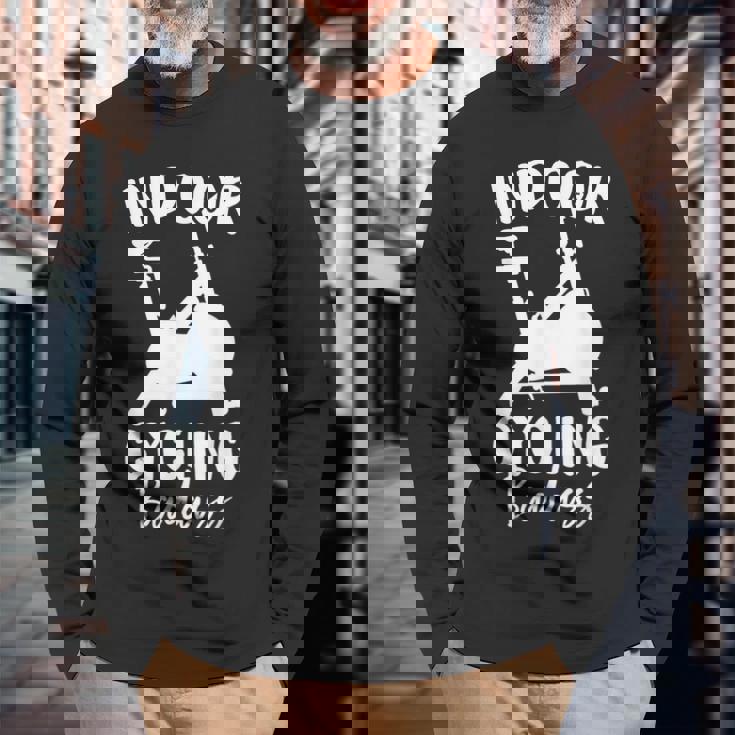 屋内 サイクリング スピンバイク 有酸素運動 ジム ワークアウト 面白い スピン クラス 長袖Tシャツ 高齢者への贈り物