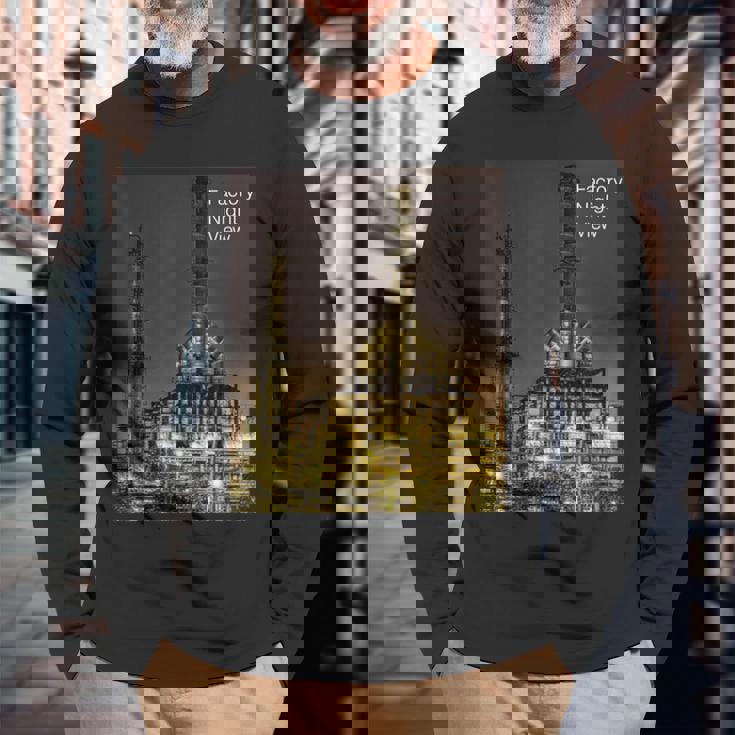 工場夜景 -Factory Nightiew- 長袖Tシャツ 高齢者への贈り物