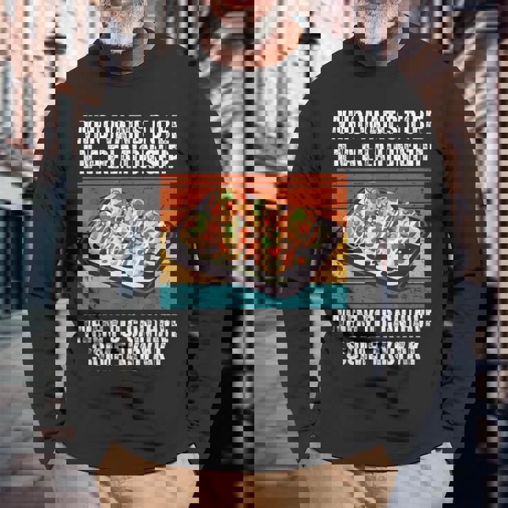 恋愛をしたいヴィンテージ可愛いたこ焼き 長袖Tシャツ 高齢者への贈り物