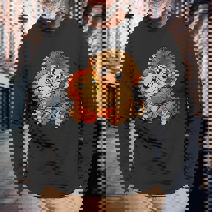 日本 かわいい 赤ちゃん モンキー パンチ ニホンザル パンチくん 長袖Tシャツ 高齢者への贈り物