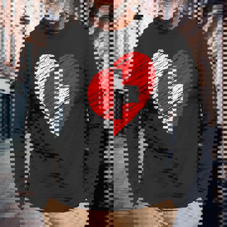 日本 スイス ハート 日本国旗 スイス国旗 ハート 長袖tシャツ 長袖Tシャツ 高齢者への贈り物