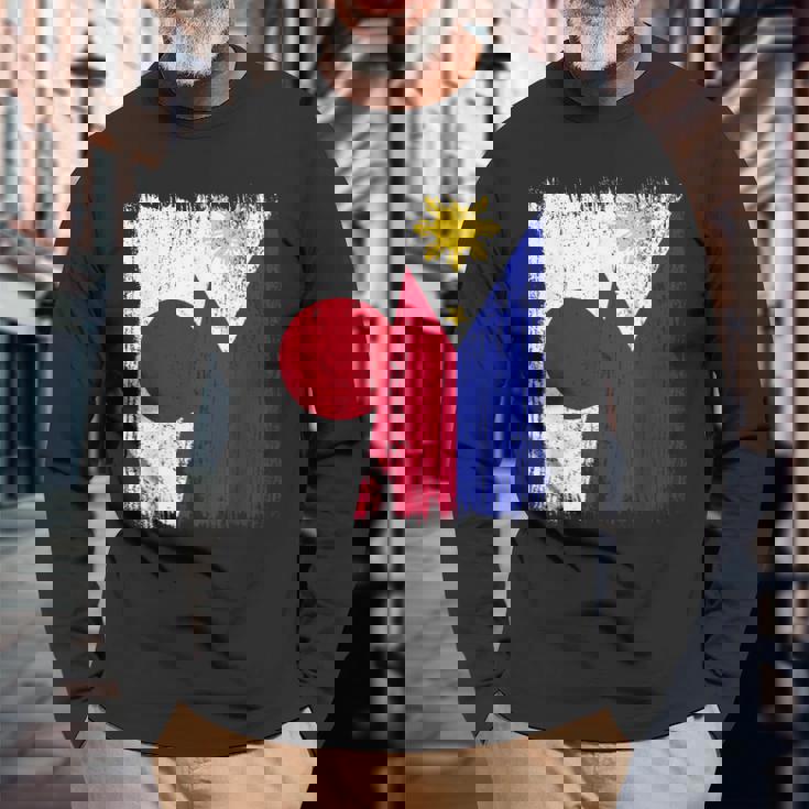 日本 フィリピン ハーフフラッグ 日本 フィリピン ジャージ 長袖Tシャツ 高齢者への贈り物