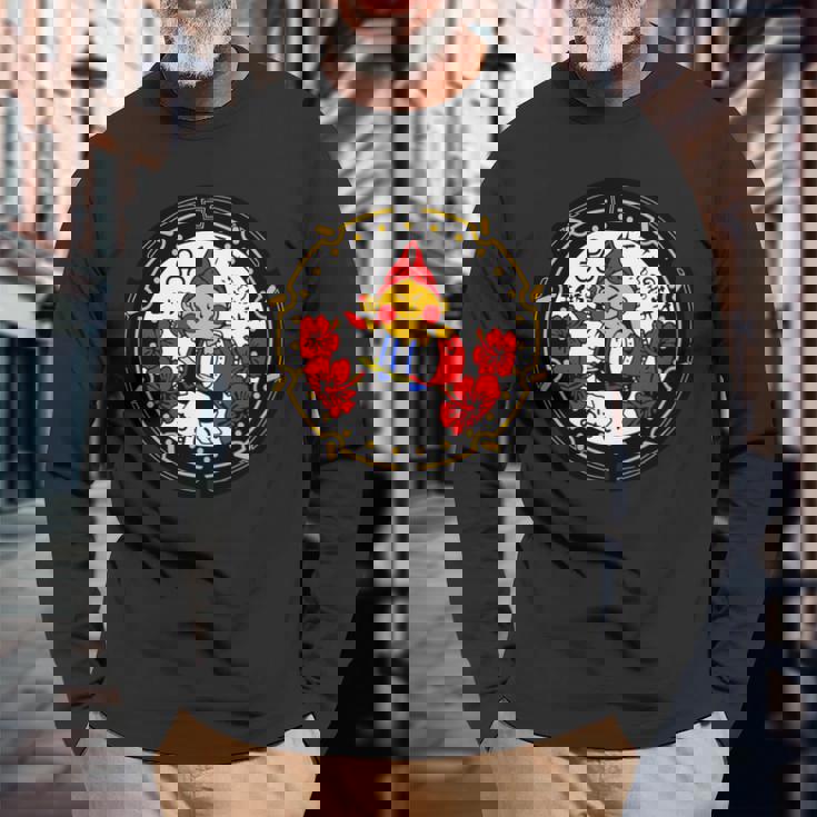 日本 マンホールアート 沖縄市栄房 エイサー 沖縄市エイサーエイ坊 ウチナ 長袖tシャツ 長袖Tシャツ 高齢者への贈り物