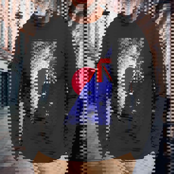 日本とオーストラリアの国旗 日本オーストラリア。 長袖Tシャツ 高齢者への贈り物