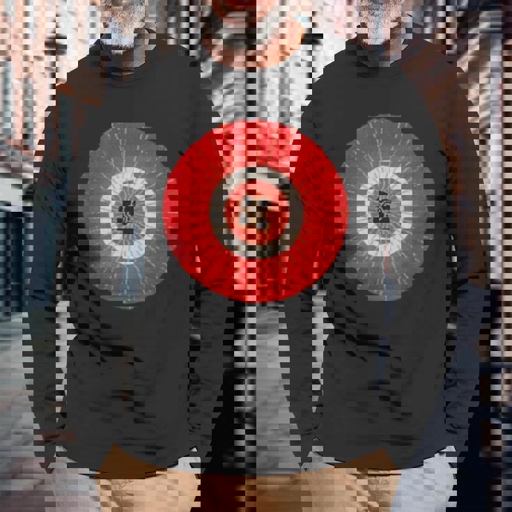 日本の伝統柄紅白傘 長袖Tシャツ 高齢者への贈り物