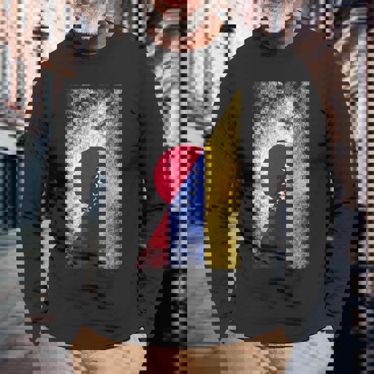 日本ベネズエラ国旗 日本のベネズエラ。 長袖Tシャツ 高齢者への贈り物