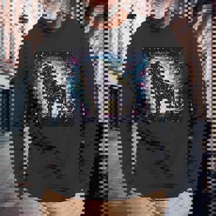 星柄 動物 天体 長袖Tシャツ 高齢者への贈り物