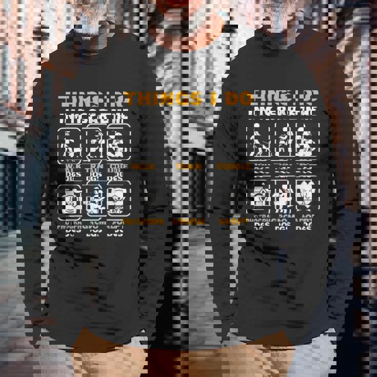 暇なときにすること犬を飼っている子犬、ペット 長袖Tシャツ 高齢者への贈り物