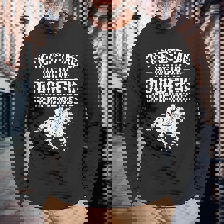 最高の父親には馬に乗る娘がいる 長袖tシャツ 長袖Tシャツ 高齢者への贈り物