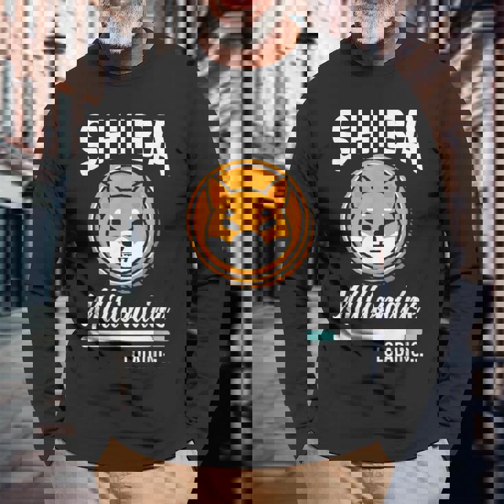 柴億万長者積載 おもしろトークンコイン 柴犬クリプト 長袖Tシャツ 高齢者への贈り物