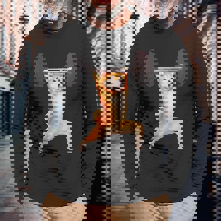 柴犬 イヌ 面白いtシャツ 犬 筋トレ 文字入り メンズ おもしろ 面白い 服 おもしろグッズ 文字tシャツ ネタ 長袖tシャツ 長袖Tシャツ 高齢者への贈り物