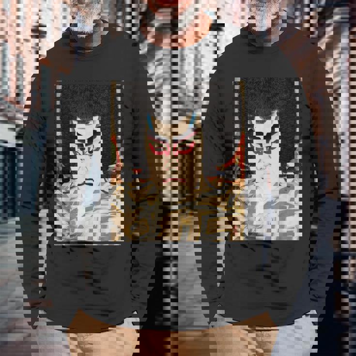 歌舞伎 かぶき 役者 日本美術 浮世絵 役者絵 名取春仙 二代目市川左団次の鳴神 長袖Tシャツ 高齢者への贈り物