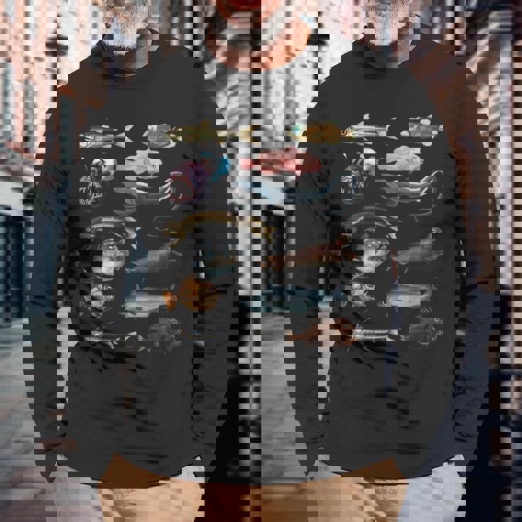 深海魚 海洋生物学・海洋科学教育 長袖Tシャツ 高齢者への贈り物