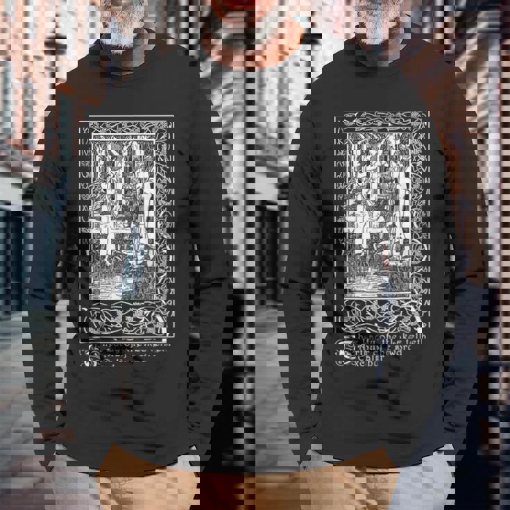 湖の女、エクスカリバー、オーブリー・ビアズリーのイラスト 長袖Tシャツ 高齢者への贈り物