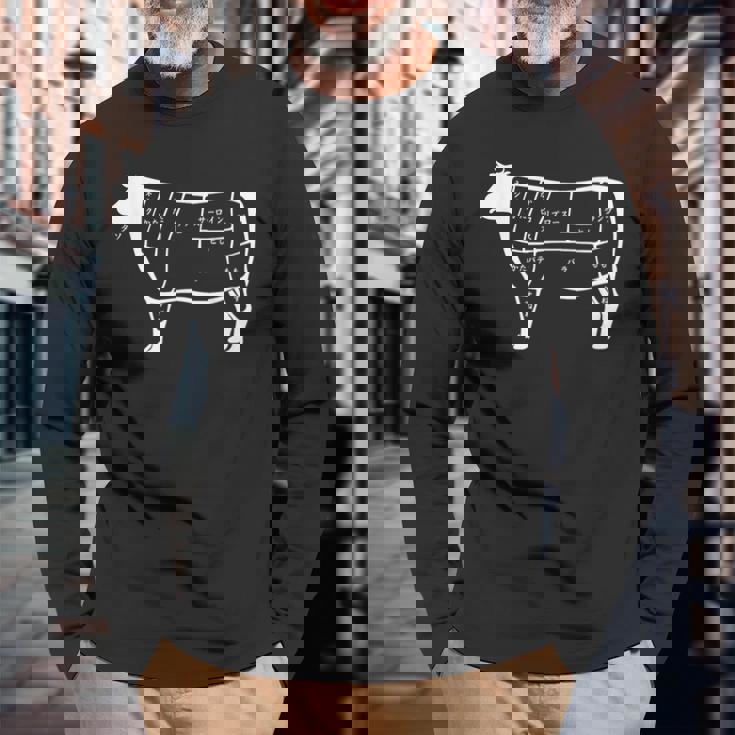 牛肉部位 長袖Tシャツ 高齢者への贈り物