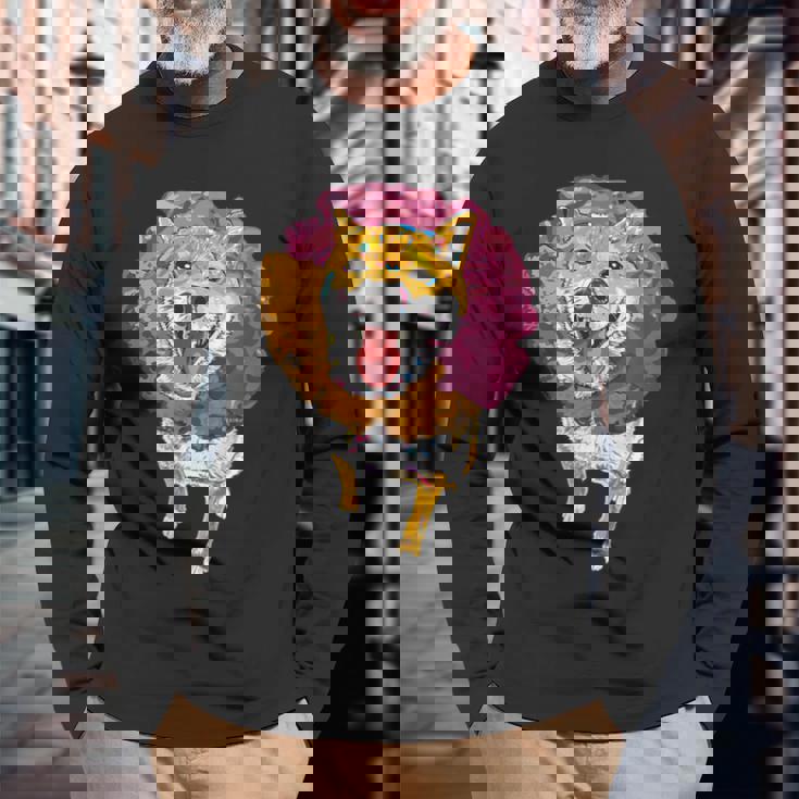 犬ドーナツシリーズ 柴犬 長袖Tシャツ 高齢者への贈り物