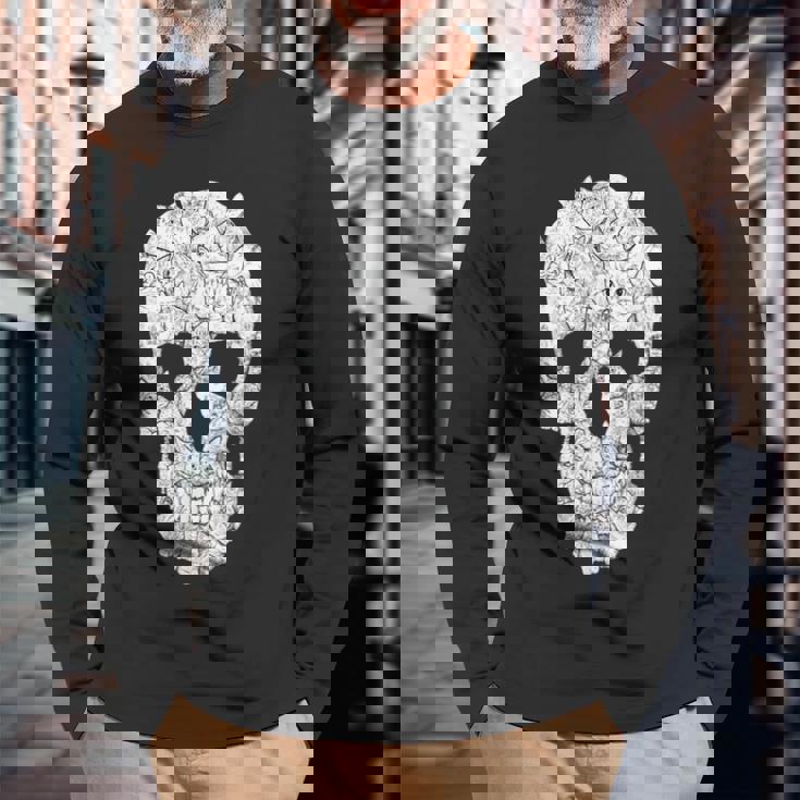 猫 スカル 猫 スカル 猫モチーフ 長袖Tシャツ 高齢者への贈り物