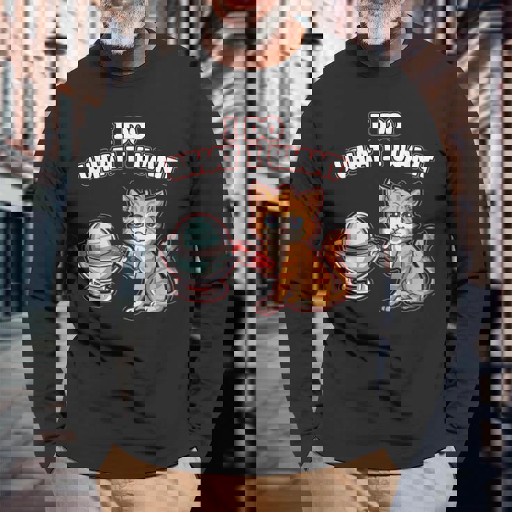 猫 デーモンコア 核 メンズ キッズ レディース おもしろサイエンス 長袖Tシャツ 高齢者への贈り物