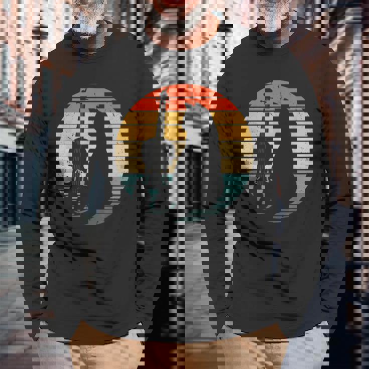 猫とバイオリン 楽器 面白い子猫愛好家 長袖Tシャツ 高齢者への贈り物