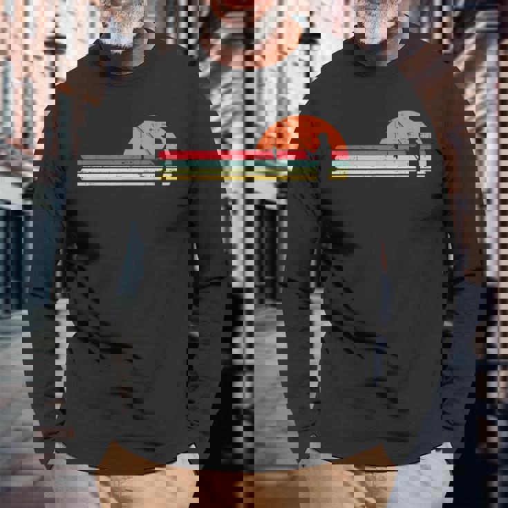 男 釣り サンセット レトロ アングリング フィッシャーマン アングラー メンズ ギフト 長袖Tシャツ 高齢者への贈り物