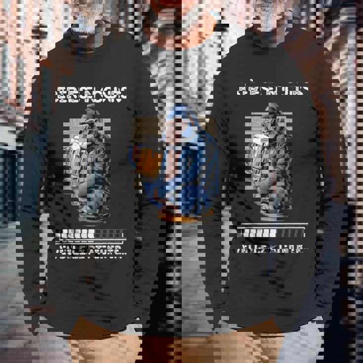 男性用ビール食前酒、ユーモア、男性、ゴリラへのギフトに。 長袖Tシャツ 高齢者への贈り物