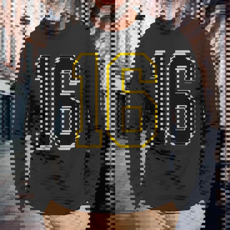 番号 16インチ ブラック 長袖Tシャツ 高齢者への贈り物