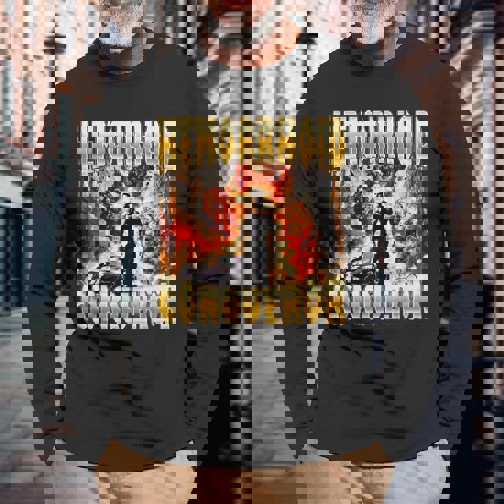 痔 征服者 ジョーク 攻勢 奇妙 面白い ミーム クリンジ 長袖Tシャツ 高齢者への贈り物